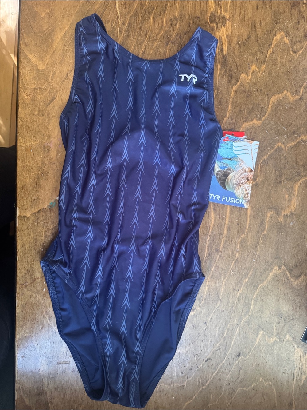 TYR Navy Arrow-Pattern One-Piece Racing Swimsuit